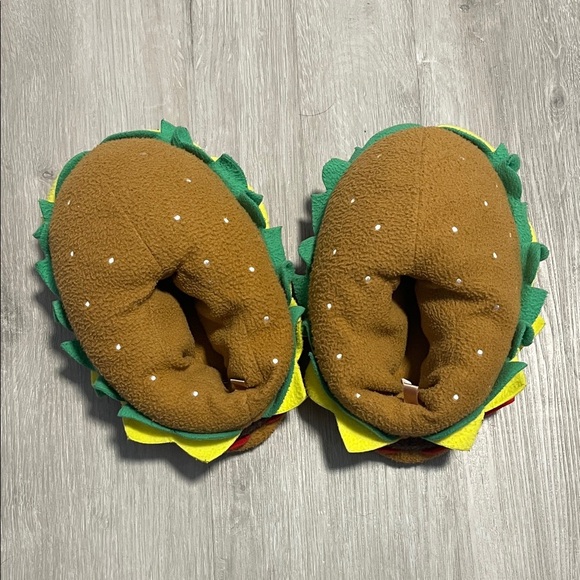Brown and Green Burger Slippers - Picture 1 of 2